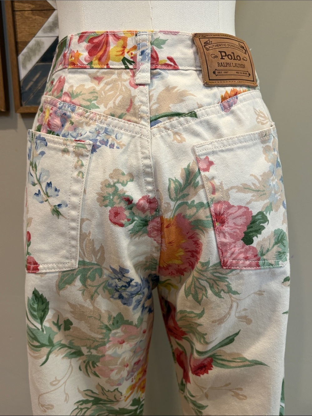 Vintage Ralph Lauren Blue Label 90s Floral Denim High-Rise Jeans 31 *As-Is* - Picture 6 of 16